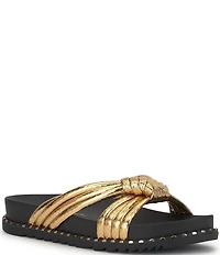 Jessica Simpson Cilleva Metallic Embossed Knotted Flat Sandals