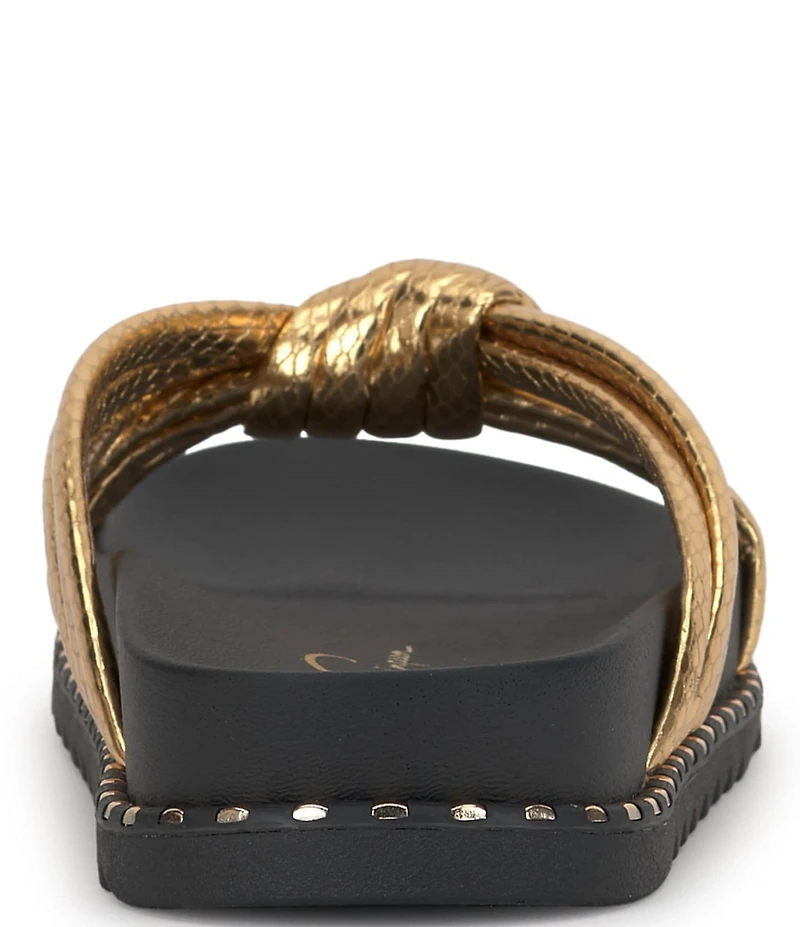 Jessica Simpson Cilleva Metallic Embossed Knotted Flat Sandals