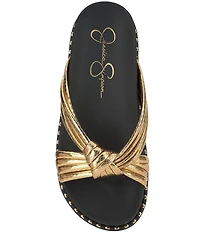 Jessica Simpson Cilleva Metallic Embossed Knotted Flat Sandals