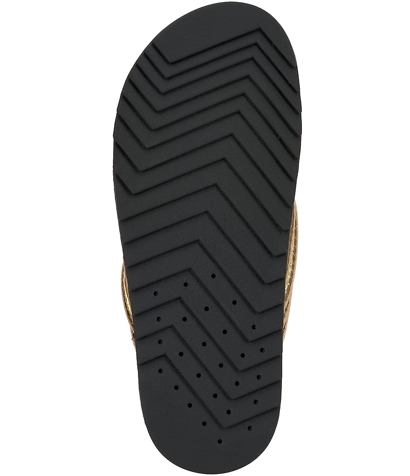 Jessica Simpson Cilleva Metallic Embossed Knotted Flat Sandals
