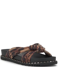 Jessica Simpson Cilleva Leopard Rhinestone Knotted Slide Sandals