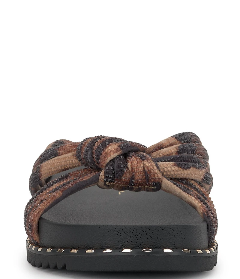 Jessica Simpson Cilleva Leopard Rhinestone Knotted Slide Sandals
