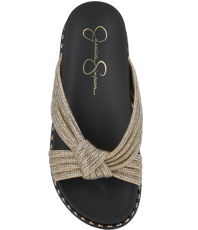 Jessica Simpson Cilleva Rhinestone Knotted Slide Sandals