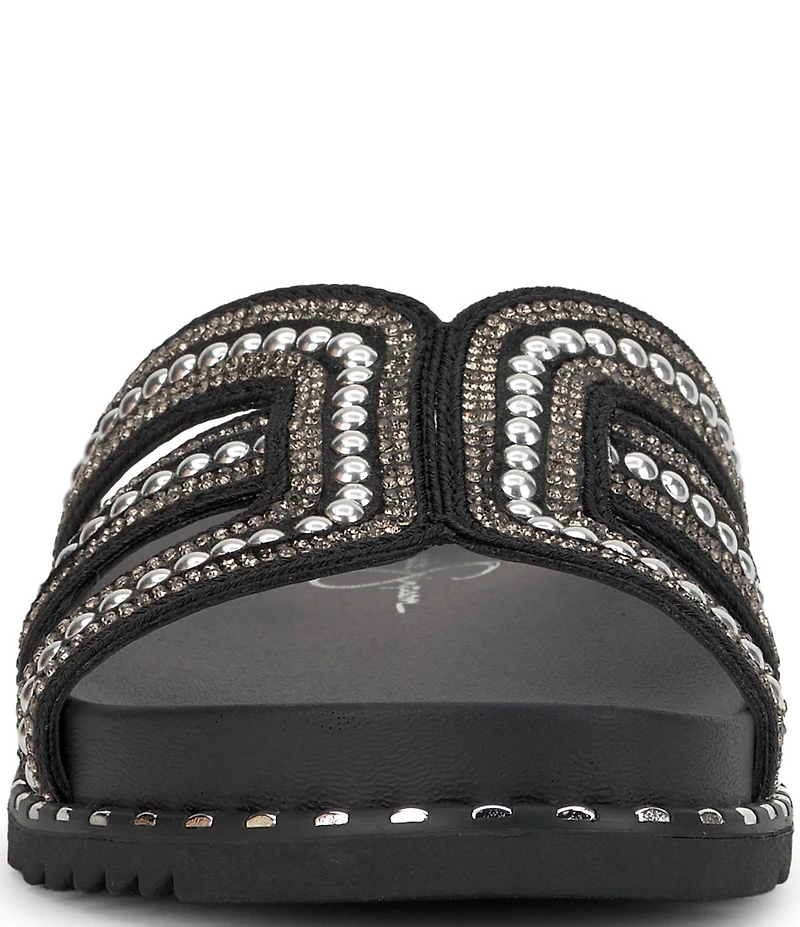 Jessica Simpson Colyve Rhinestone Studded Slide Sandals