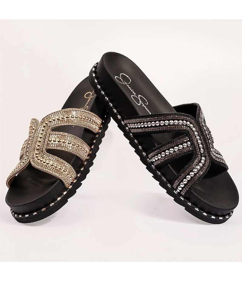 Jessica Simpson Colyve Rhinestone Studded Slide Sandals