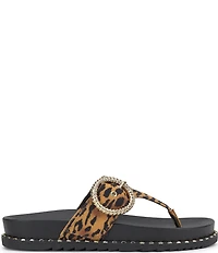 Jessica Simpson Cymmeri Tiger Print Big Buckle Hardware Thong Sandals