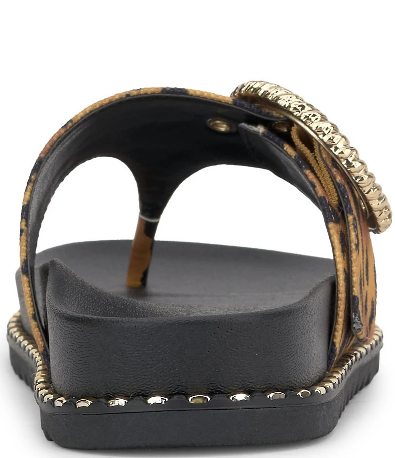 Jessica Simpson Cymmeri Tiger Print Big Buckle Hardware Thong Sandals