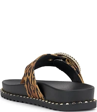Jessica Simpson Cymmeri Tiger Print Big Buckle Hardware Thong Sandals