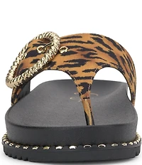 Jessica Simpson Cymmeri Tiger Print Big Buckle Hardware Thong Sandals