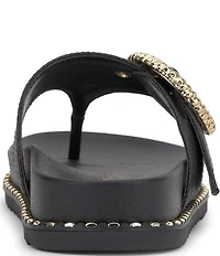 Jessica Simpson Cymmeri Raffia Big Buckle Hardware Thong Sandals