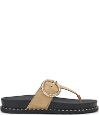 Jessica Simpson Cymmeri Raffia Big Buckle Hardware Thong Sandals