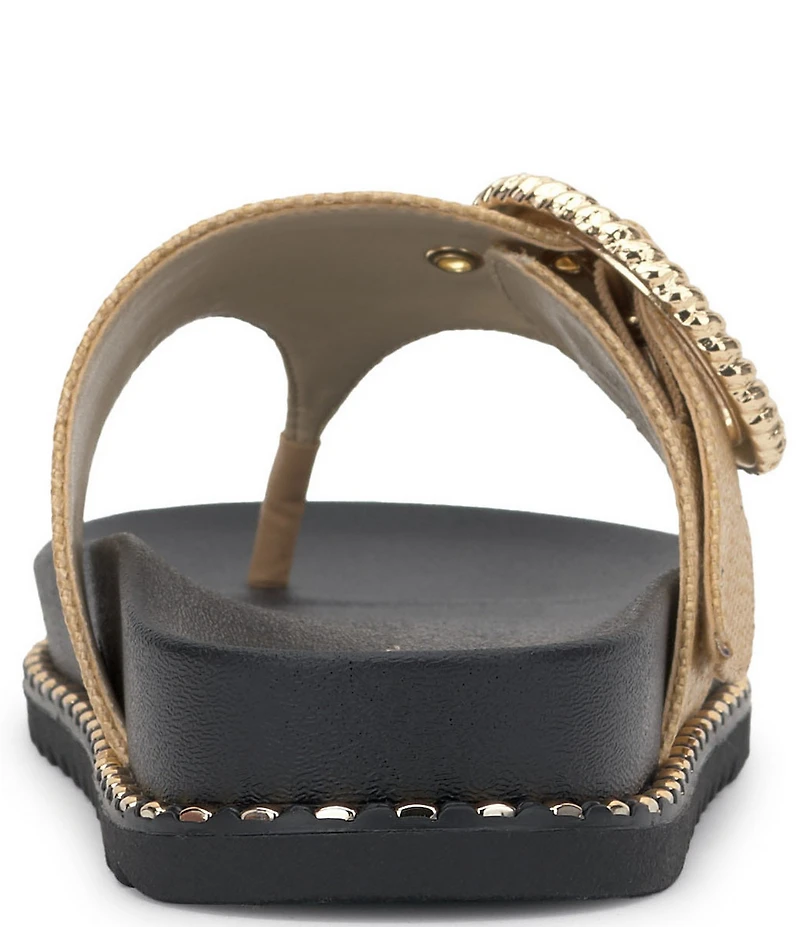 Jessica Simpson Cymmeri Raffia Big Buckle Hardware Thong Sandals