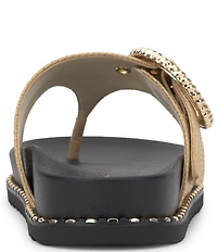 Jessica Simpson Cymmeri Raffia Big Buckle Hardware Thong Sandals
