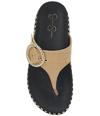 Jessica Simpson Cymmeri Raffia Big Buckle Hardware Thong Sandals