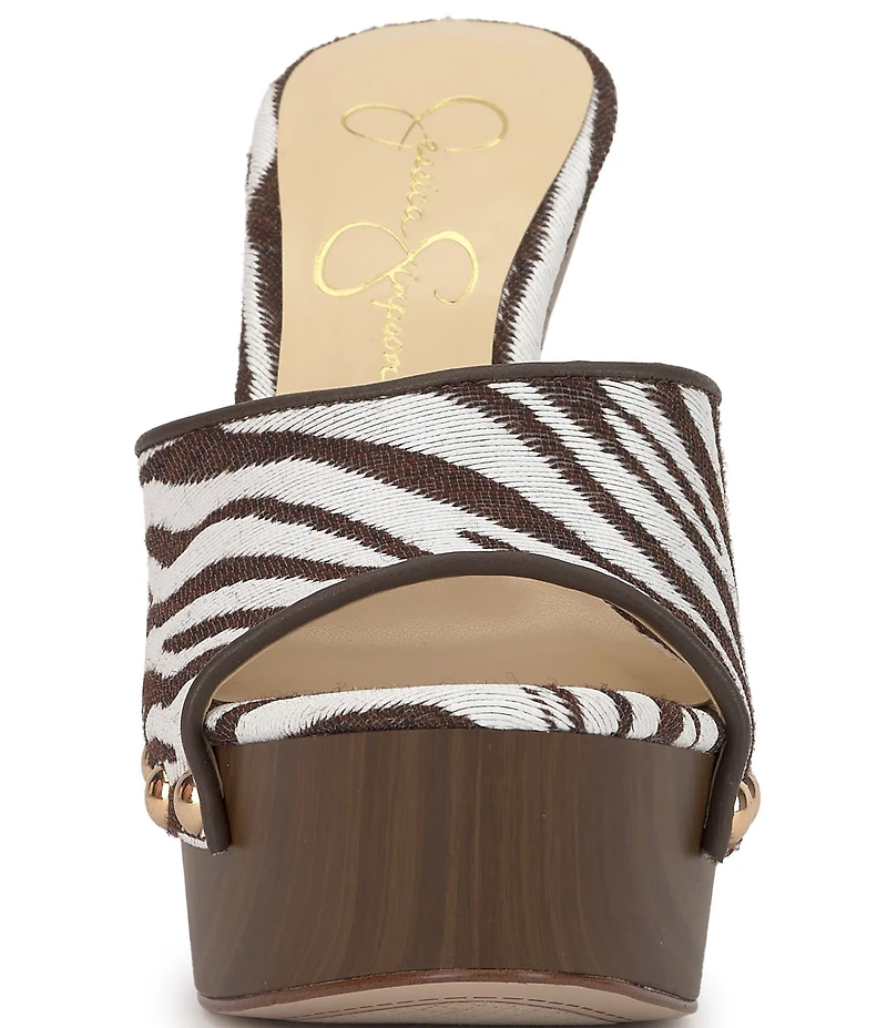 Jessica Simpson Cynlia Zebra Print Studded Platform Sandals