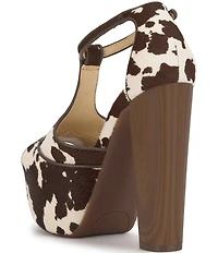 Jessica Simpson Dany Cow Print Haircalf T-Strap Platform Pumps