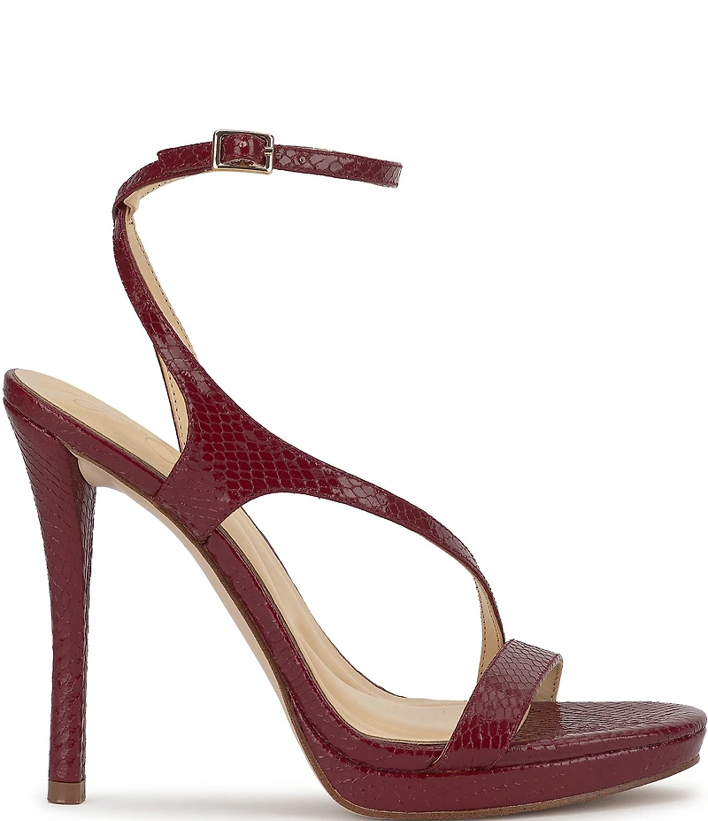Jessica Simpson Dixia Lizard Embossed Asymmetrical Strap High Stiletto Dress Sandals