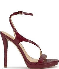 Jessica Simpson Dixia Lizard Embossed Asymmetrical Strap High Stiletto Dress Sandals