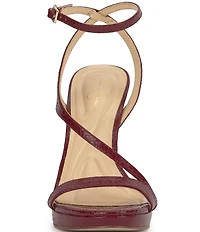 Jessica Simpson Dixia Lizard Embossed Asymmetrical Strap High Stiletto Dress Sandals