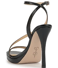 Jessica Simpson Dixia Lizard Embossed Asymmetrical Strap High Stiletto Dress Sandals