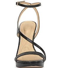 Jessica Simpson Dixia Lizard Embossed Asymmetrical Strap High Stiletto Dress Sandals