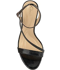 Jessica Simpson Dixia Lizard Embossed Asymmetrical Strap High Stiletto Dress Sandals