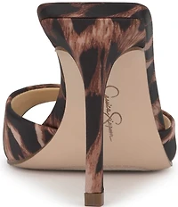Jessica Simpson Dravie Satin Leopard Print Stiletto Slide Dress Sandals
