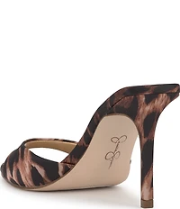 Jessica Simpson Dravie Satin Leopard Print Stiletto Slide Dress Sandals
