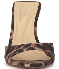 Jessica Simpson Dravie Satin Leopard Print Stiletto Slide Dress Sandals