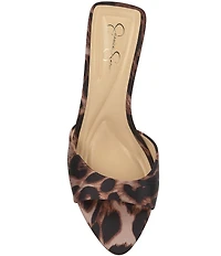 Jessica Simpson Dravie Satin Leopard Print Stiletto Slide Dress Sandals