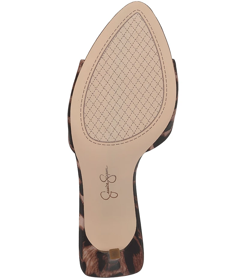 Jessica Simpson Dravie Satin Leopard Print Stiletto Slide Dress Sandals