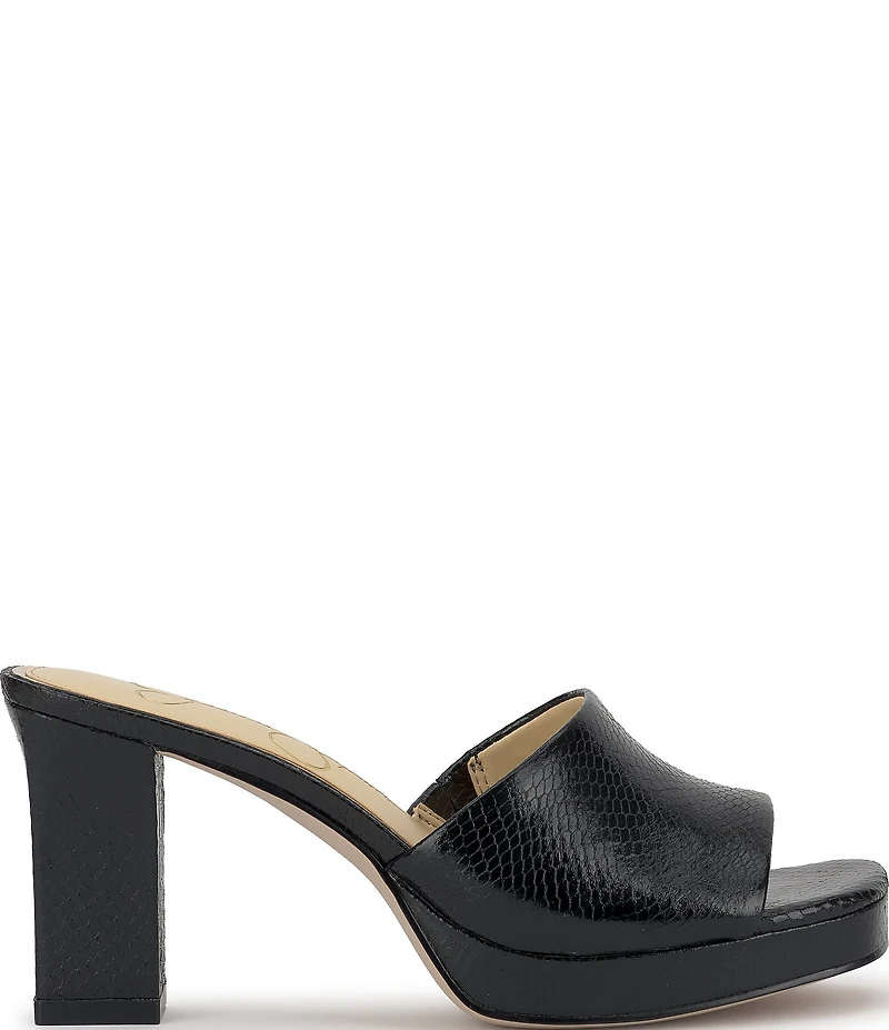 Jessica Simpson Elyzza Embossed Platform Block Heel Square Toe Slide Sandals