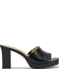 Jessica Simpson Elyzza Embossed Platform Block Heel Square Toe Slide Sandals