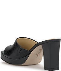 Jessica Simpson Elyzza Embossed Platform Block Heel Square Toe Slide Sandals