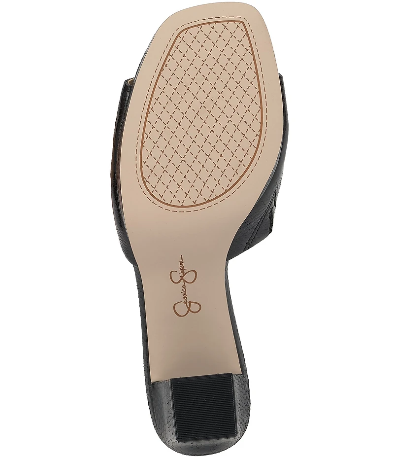 Jessica Simpson Elyzza Embossed Platform Block Heel Square Toe Slide Sandals