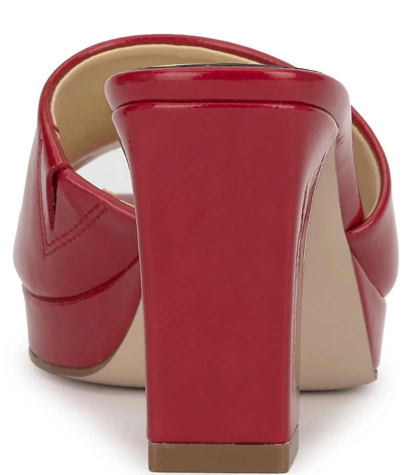 Jessica Simpson Elyzza Patent Platform Block Heel Square Toe Slide Sandals