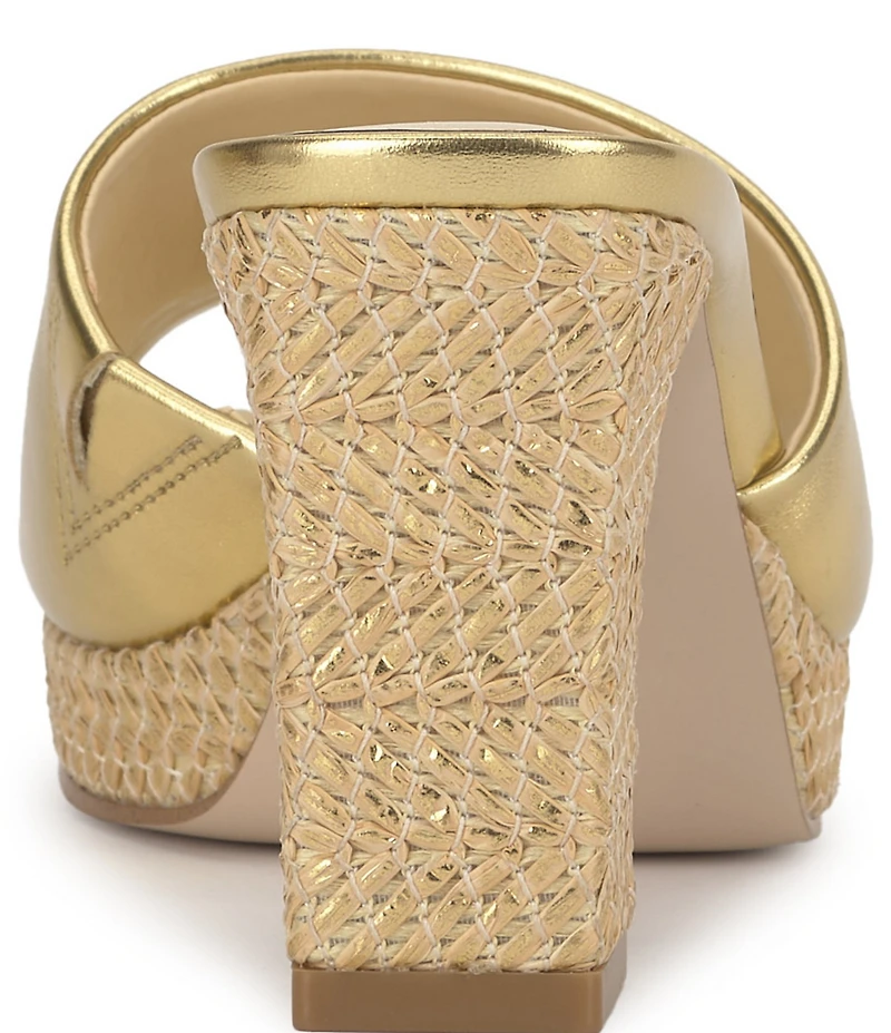 Jessica Simpson Elyzza Raffia Platform Block Heel Square Toe Slide Sandals