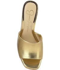 Jessica Simpson Elyzza Raffia Platform Block Heel Square Toe Slide Sandals