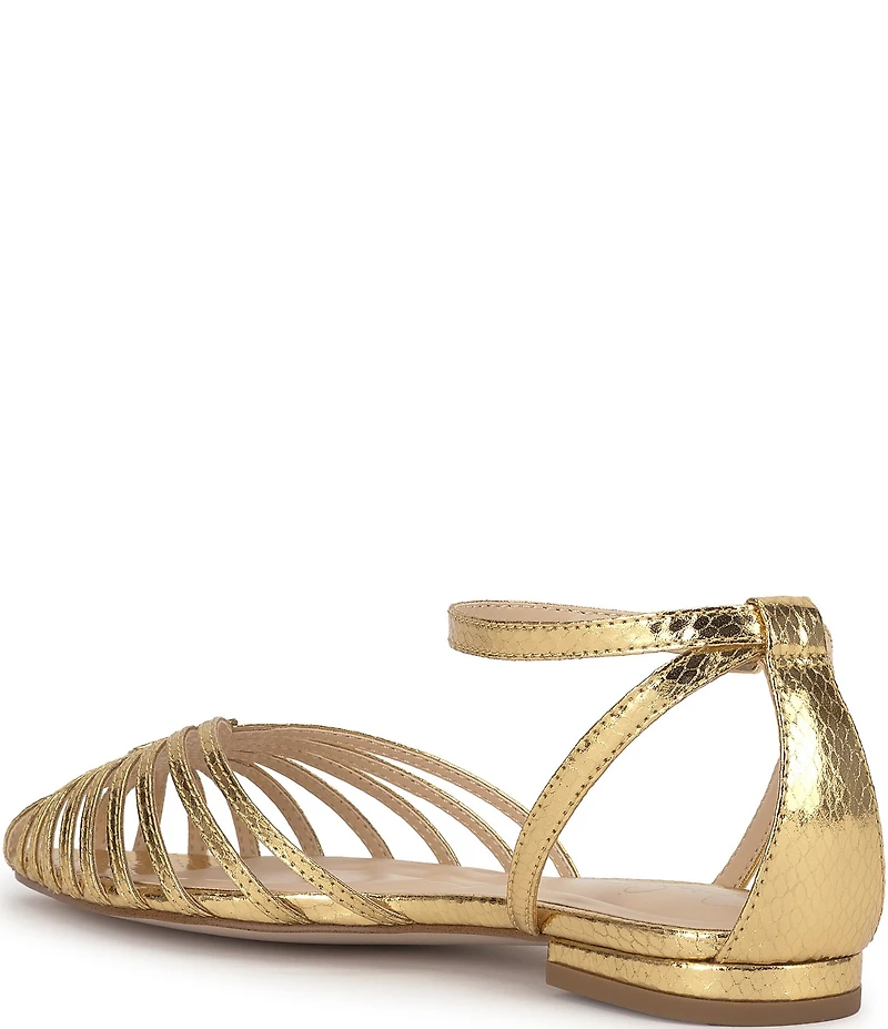 Jessica Simpson Eulean Embossed Strappy Caged Ankle Wrap Flats