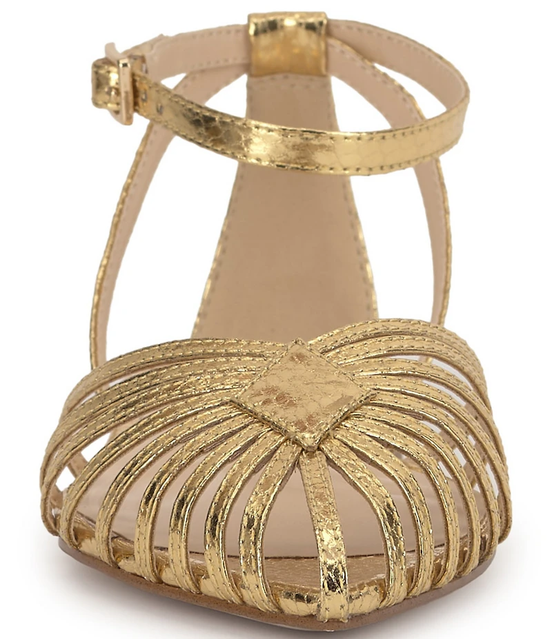 Jessica Simpson Eulean Embossed Strappy Caged Ankle Wrap Flats