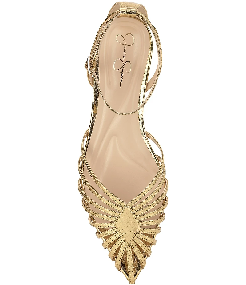 Jessica Simpson Eulean Embossed Strappy Caged Ankle Wrap Flats