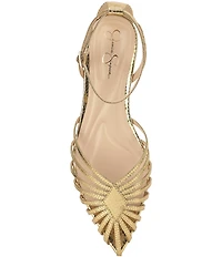 Jessica Simpson Eulean Embossed Strappy Caged Ankle Wrap Flats