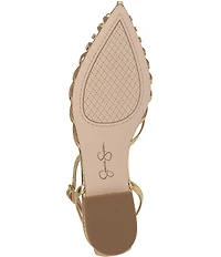 Jessica Simpson Eulean Embossed Strappy Caged Ankle Wrap Flats