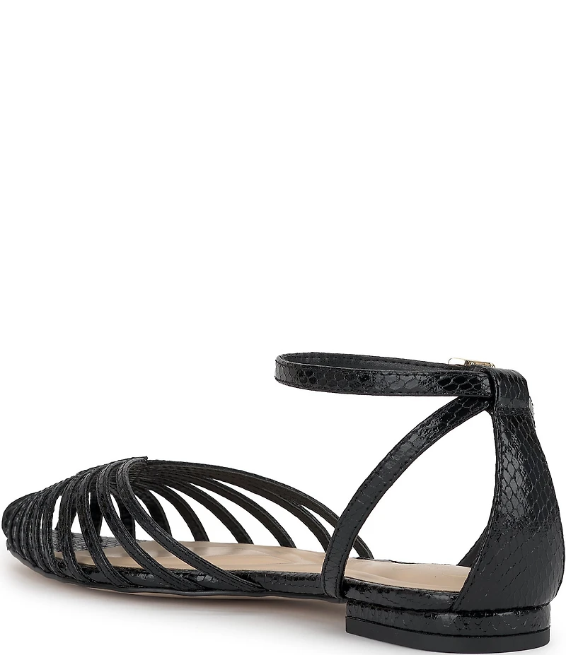 Jessica Simpson Eulean Embossed Strappy Caged Ankle Wrap Flats