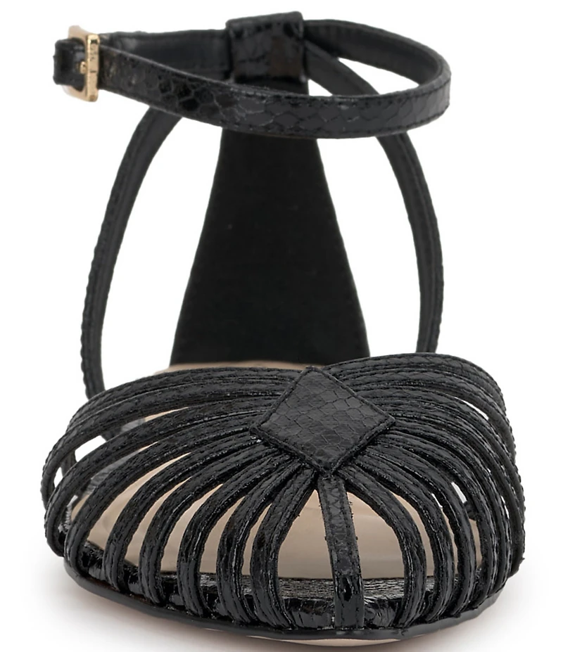 Jessica Simpson Eulean Embossed Strappy Caged Ankle Wrap Flats