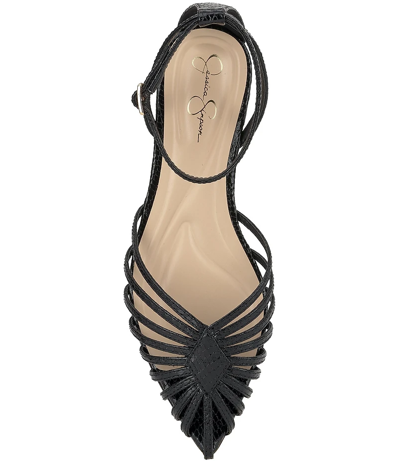 Jessica Simpson Eulean Embossed Strappy Caged Ankle Wrap Flats