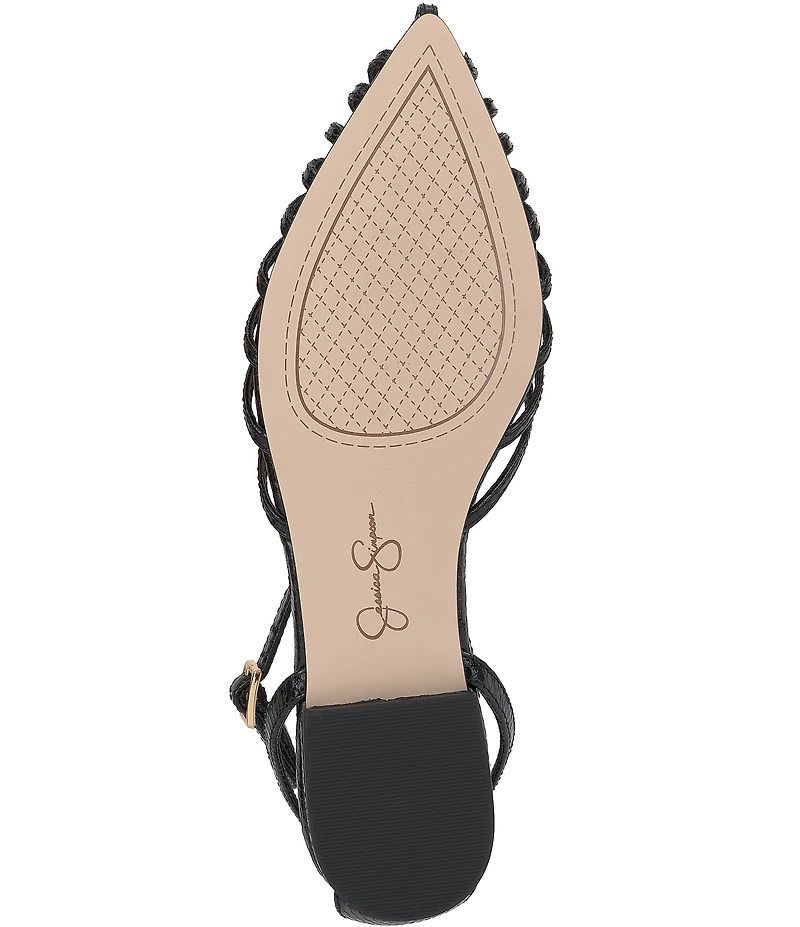 Jessica Simpson Eulean Embossed Strappy Caged Ankle Wrap Flats