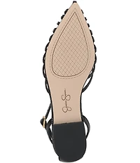 Jessica Simpson Eulean Embossed Strappy Caged Ankle Wrap Flats