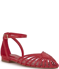 Jessica Simpson Eulean Embossed Strappy Caged Ankle Wrap Flats