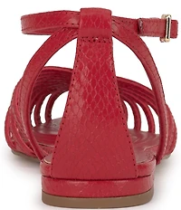 Jessica Simpson Eulean Embossed Strappy Caged Ankle Wrap Flats